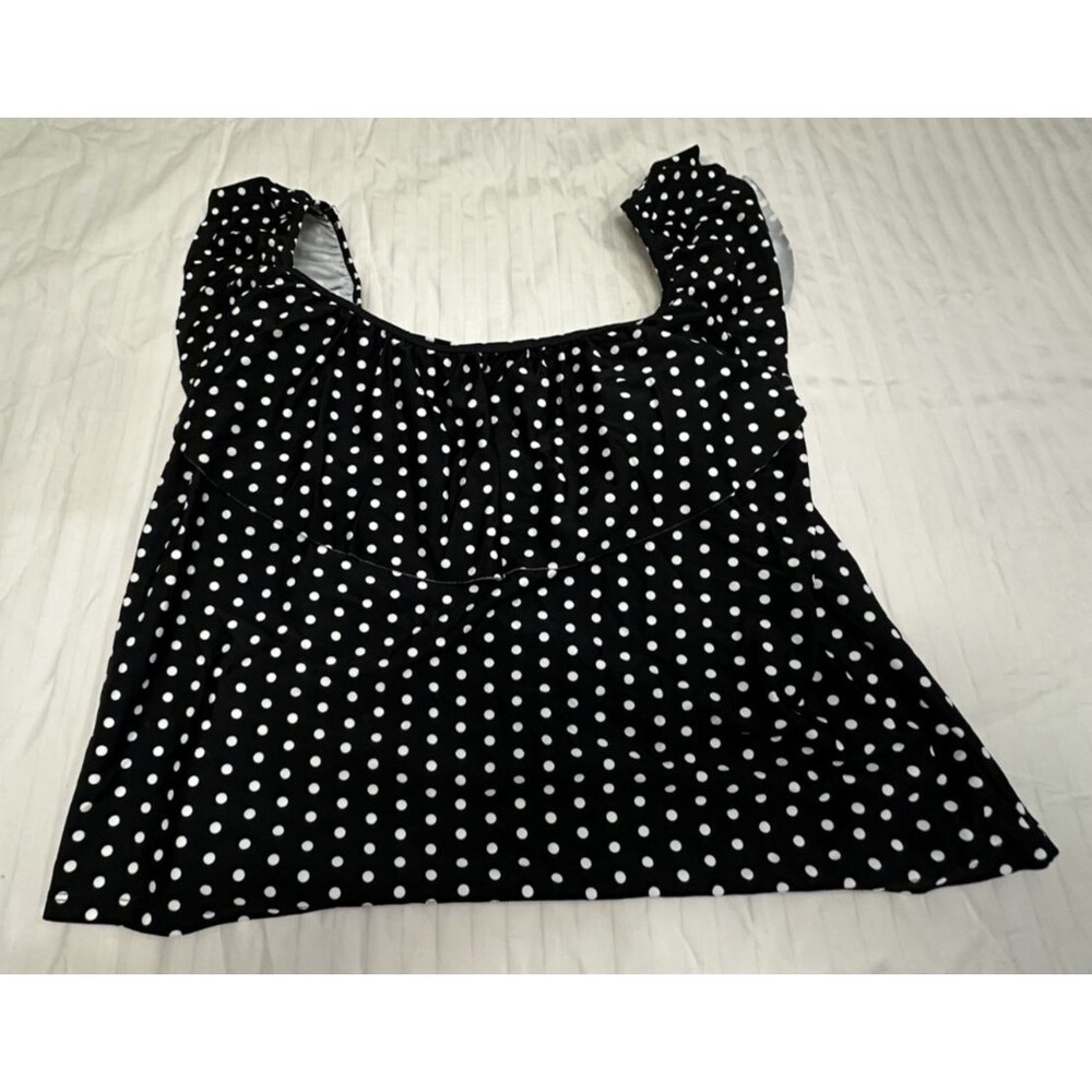 BONGO WOMENS POLKA DOT RUFFLE SWIM TANKINI TOP SIZE 1X